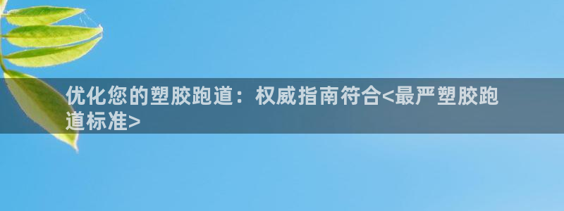 谈球吧体育官网在线入口免费观看：优化您的塑胶跑道：权威指南符合<最严塑胶跑
道标准>